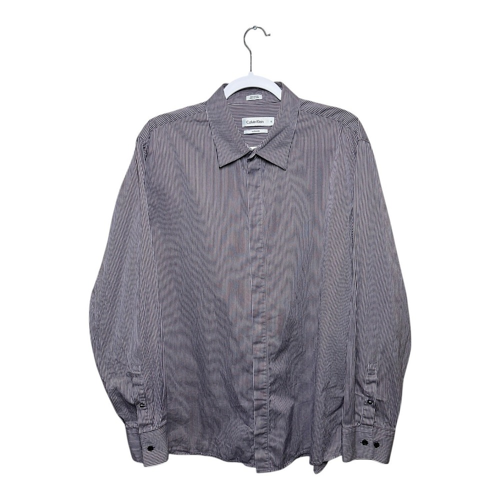 Calvin Klein Striped Dress Shirt Mens XL Long Sleeve‎ Button Down